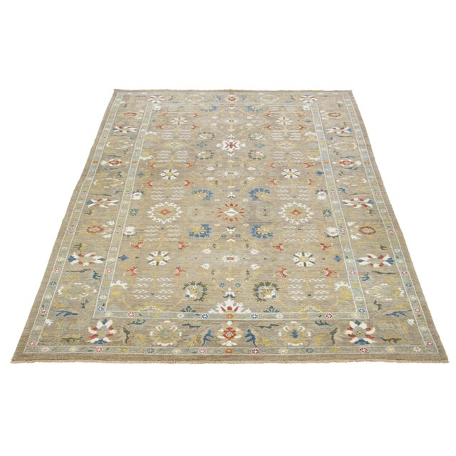Tribal Doris Leslie Blau Antique Sultanabad Allover Cream Beige Carpet - c. 1980 For Sale - Image 3 of 10
