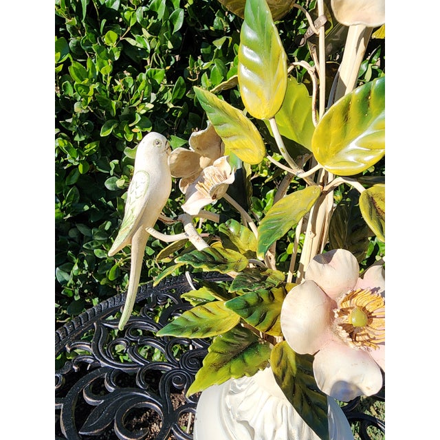 Mid 20th Century Italian Tole Flora and Fauna Table Lamp For Sale - Image 13 of 16