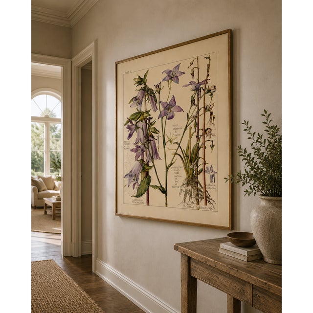 Purple Bell Flowers Plate 1, Vintage Botanical Art Print Reproduction, 40" X 60" For Sale - Image 8 of 13