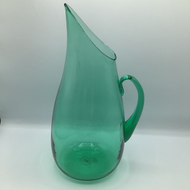 Blenko Teal Pitcher Designed by Winslow Anderson. For Sale - Image 9 of 12