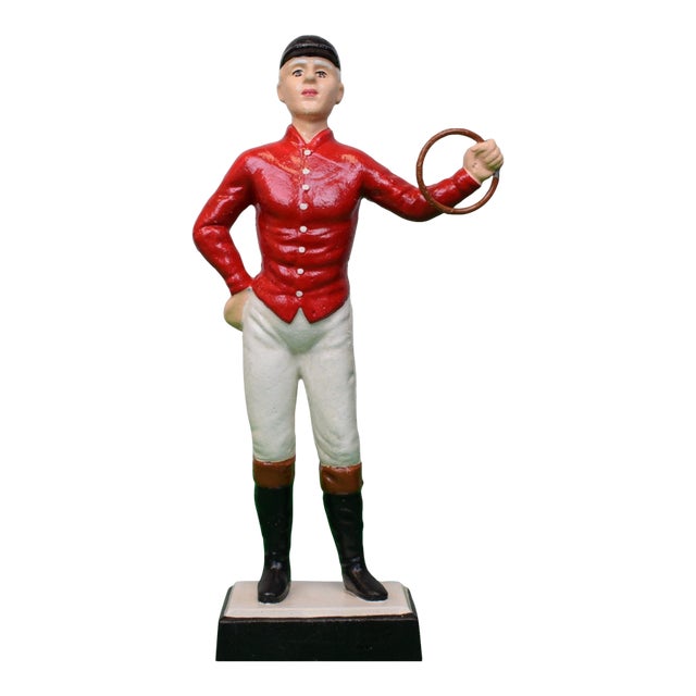 "21" Club Red Jockey Cast Iron Bookend/ Door Stop For Sale