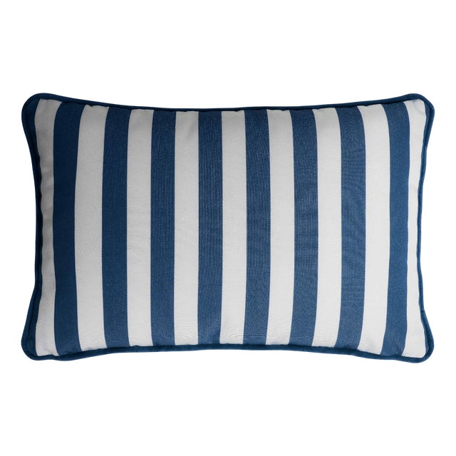 Striped Outdoor Happy Cushion from Lo Decor For Sale