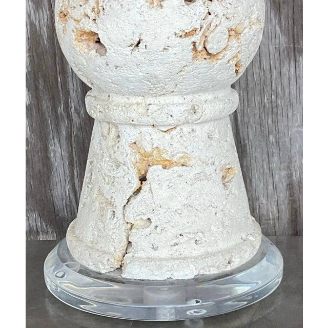 Mid 20th Century Vintage Coastal Cut Coquina Stone Table Lamp For Sale - Image 5 of 5