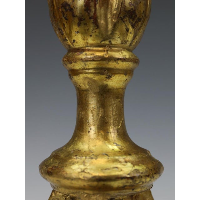18th-Century Neoclassical Italian Giltwood and Polychrome Candlestick, 1800 For Sale - Image 10 of 18
