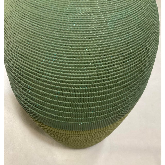 Green 1980s Two-Toned Green Corrugated Cardboard Vase, by Flute Chicago For Sale - Image 8 of 11