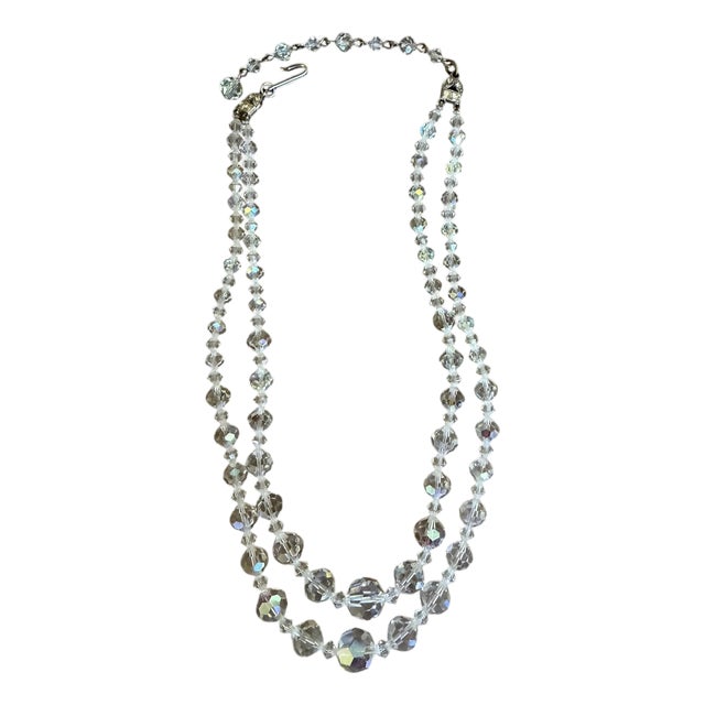 Vintage 1950’s Estate Aurora Borealis Double Strand Necklace For Sale