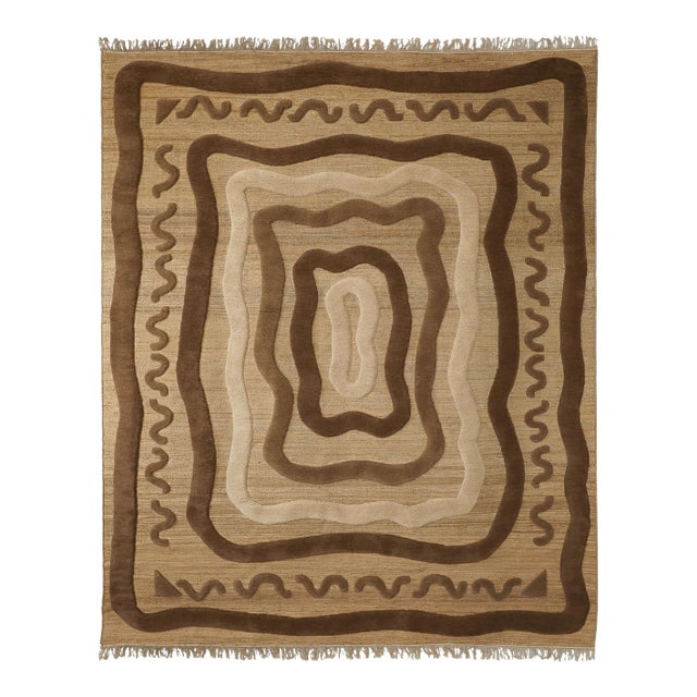 Ward + Gray Dune Flat Weave With Shag Pile Overlay Rug, 8' x 10' For Sale