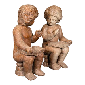1900's Large Pair Antique Putti Bookends