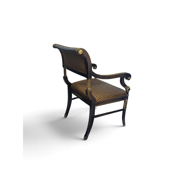 Traditional Vintage Shelby Williams Regency Ebonized & Gilt Armchair For Sale - Image 3 of 11