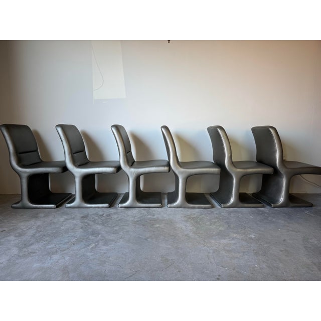 1980s 1984 Set of Six Postmodern Dining Chairs by Vladimir Kagan for Preview For Sale - Image 5 of 12