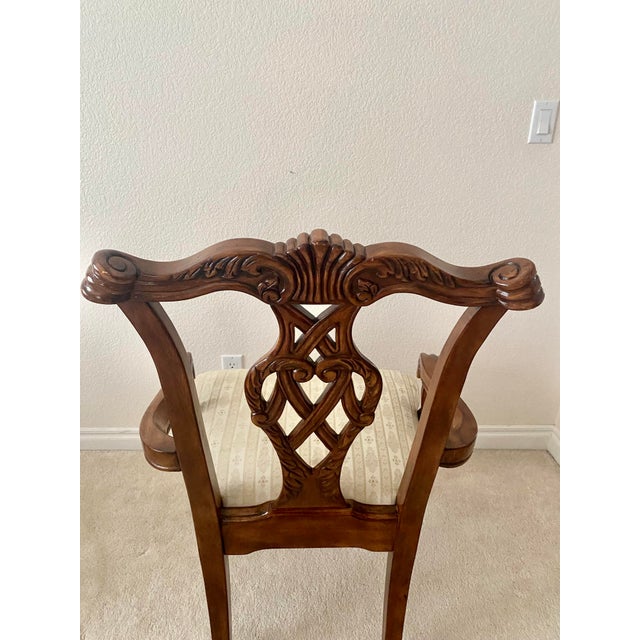 Regency House Chippendale Carved Kensington Hall Vintage Set of Four Arm Chairs Dining/Accent. For Sale - Image 14 of 18