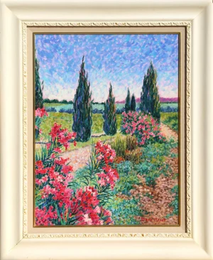 Diane Monet, "Garden of Flowers", Impressionist Landscape Painting