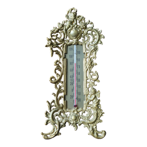 Late 19th Century French Rococo Style Cherub Thermometer Cast Metal Wall Mounted