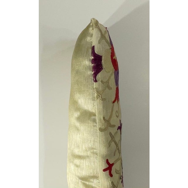 Purple Antique Hand-Embroidered Suzani Pillow - a Piece of Art For Sale - Image 8 of 12