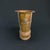 Striking antique brass umbrella stand or floor vase with an elegant, elongated form and distinctive historic double-headed...