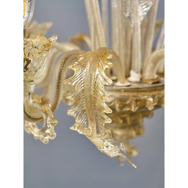 2000 - 2009 Venetian Five-Arm Murano Glass Chandelier For Sale - Image 5 of 12