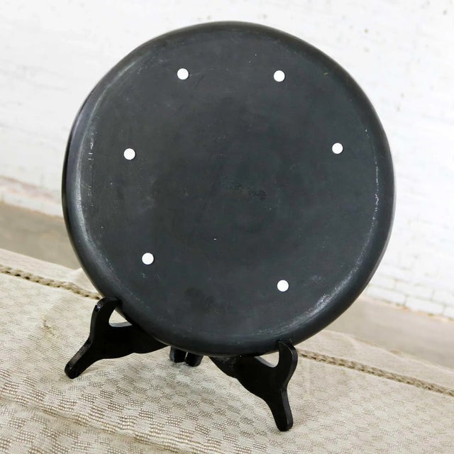Vintage Black Clay Barro Negro Pottery Hot Chocolate Set Oaxaca Mexico 4 Mugs and Fish Tray - 6 pcs For Sale - Image 12 of 13