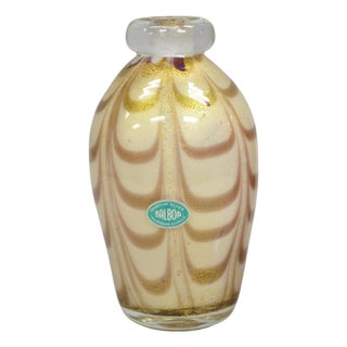 Mid 20th Century Balboa Barovier Toso Handblown Murano Glass Pink Gold Decanter Bud Vase For Sale
