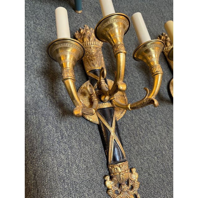Mid 20th Century Neoclassical Brass Torch Wall Sconces, Pair - Made in Spain For Sale - Image 10 of 11