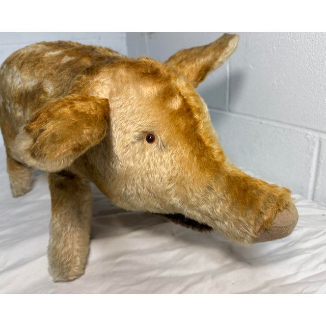 Large Vintage Handmade German Steiff Mohair Dalle Boar Pig Stuffed Animal 23 In. For Sale - Image 14 of 16