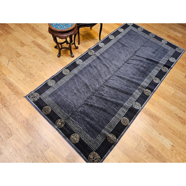 Vintage Tibetan Area Rug with Gold Medallions and Deity Symbols, 1920s, 5' x 9' For Sale In Chicago - Image 6 of 16