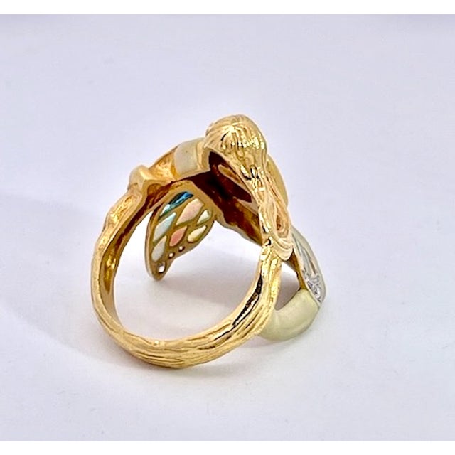 1980s Masreira Mermaid Enamel Ring 18k, Size 6 For Sale - Image 10 of 12