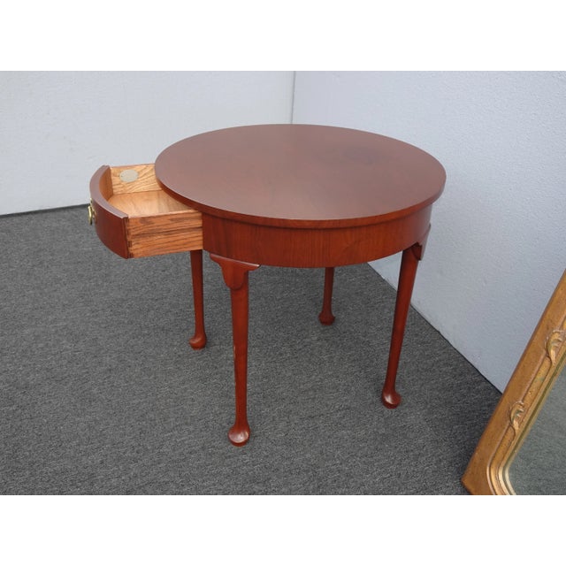 Vintage Queen Anne Style Round Mahogany Side Table by Baker Furniture Co. For Sale - Image 9 of 13