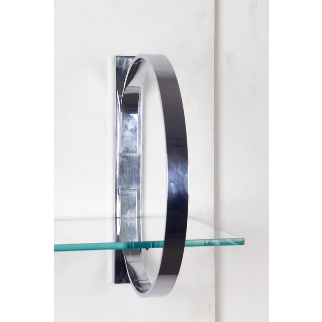 Metal Chromed Brass and Glass Wall Shelf by Torreggiani for Dada Design, 1970s For Sale - Image 7 of 11