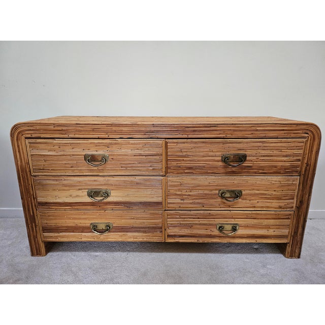 Vintage Pencil Reed Waterfall Double Dresser For Sale - Image 12 of 18