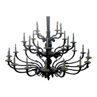Late 20th Century David Michael 32-Candle Traditional Solid Bronze Chandelier For Sale