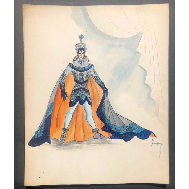 Mardi Gras costume watercolor, gouache and glitter by Lawrence Francis Youngblood (c. 1929-2007). Youngblood designed...