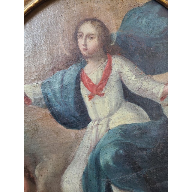 Spanish Antique 18th Century Religious Oil Painting Assumption of the Virgin Mary For Sale - Image 3 of 16