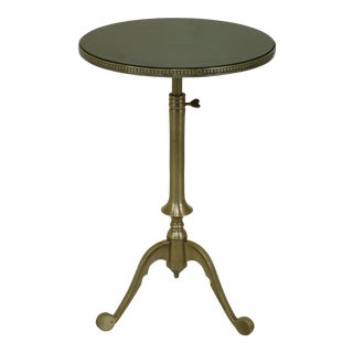 Round Marble Top Heavy Brass Base Regency Accent Table For Sale