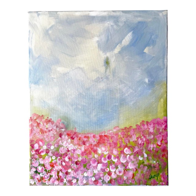 Late 20th Century Posy Floral Field Painting, Signed Jiorge For Sale
