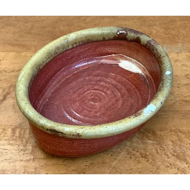 Vintage Oval Ceramic Pottery Bowl For Sale - Image 9 of 12