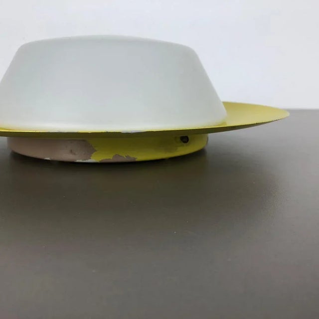 Large Yellow Wall Light in Metal & Opaline Glass in the style of Stilnovo, Italy, 1960s For Sale - Image 12 of 18