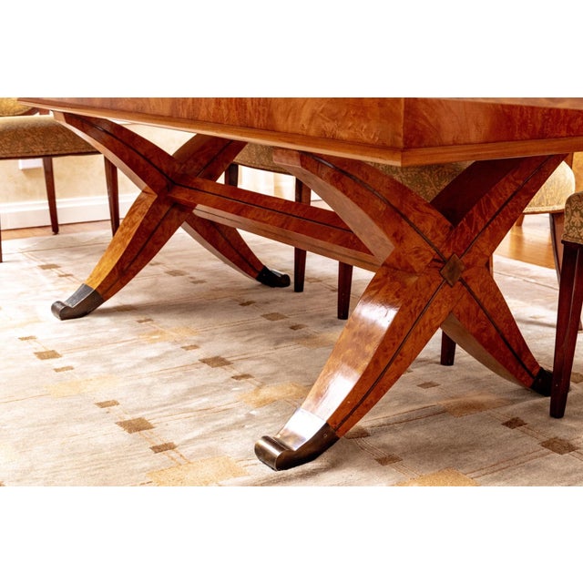 Wood Vintage Art Deco Style Rectangular Extension Dining Table For Sale - Image 7 of 11
