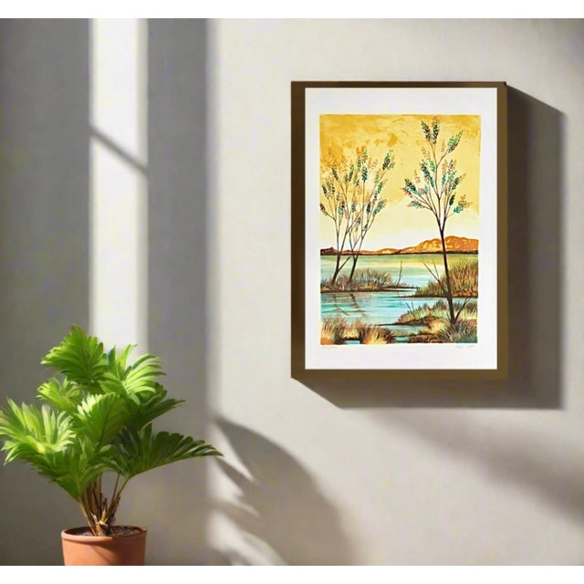 Vitali Orfeo Lithograph | Shoreline Landscape For Sale - Image 4 of 4