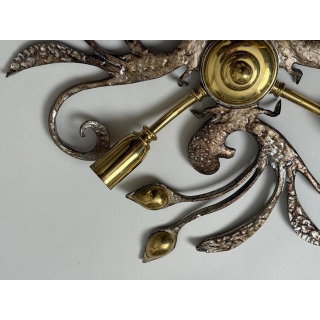 Hollywood Regency Vintage Flush Mount in Brass and Iron by Hans Möller, 1980s For Sale - Image 3 of 16