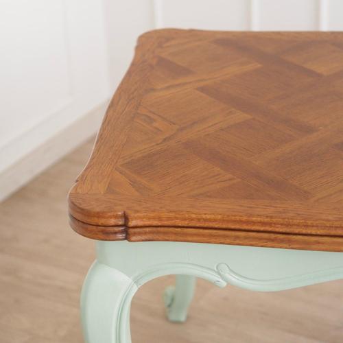 Wood French Country Style Mint Green Dining Table with Inlaid Top, 1920s For Sale - Image 7 of 18