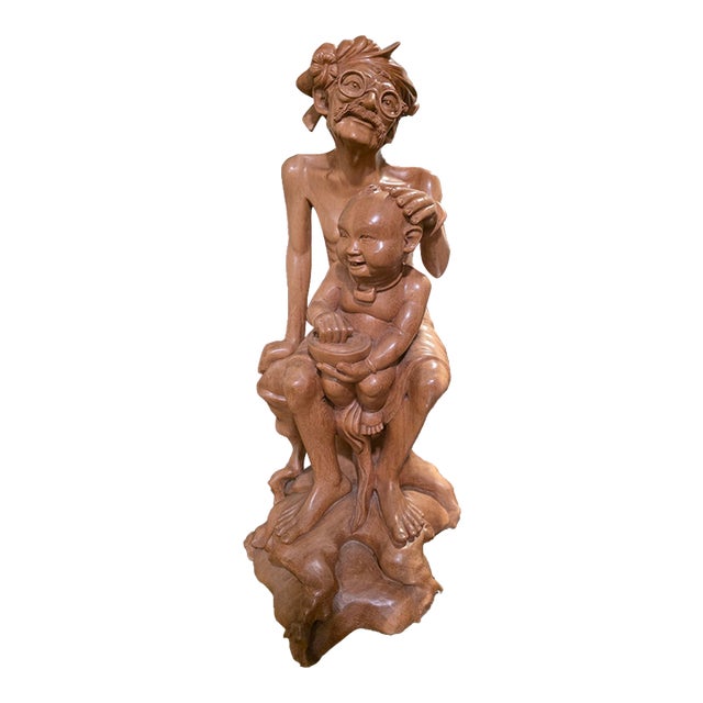Mid-Century Balinese Modernist Hand-Carved Hardwood Sculpture Attributed to Ketut Rodja For Sale