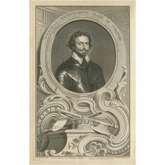 Jacobus Houbraken, Portrait of Thomas Wentworth, 1st Earl of Strafford, Print For Sale - Image 6 of 6