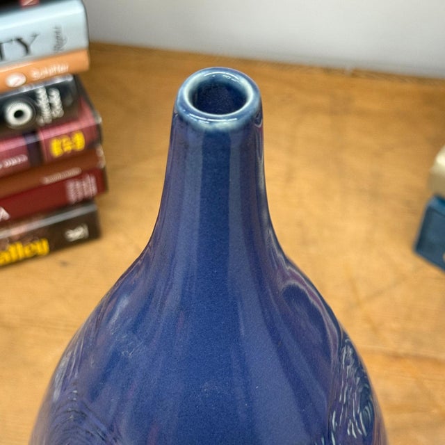 Blue Starry Night Ceramic Vase with Swirl Design For Sale - Image 9 of 9