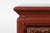 Wood Chinese Red Lacquered Console Table with Hand Carved Drawers & Geometric Shelf For Sale - Image 7 of 12