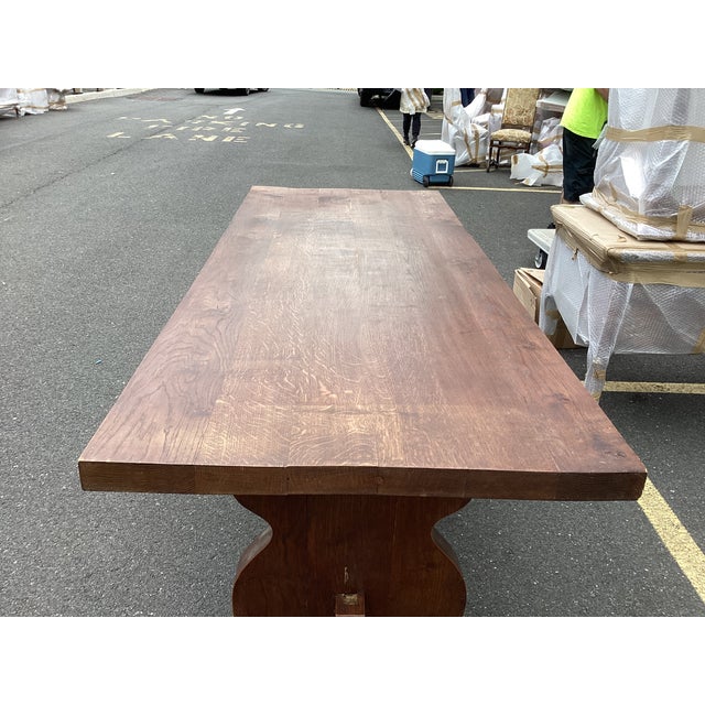 1950s French Solid-Plank Oak Farmhouse Table For Sale - Image 5 of 7