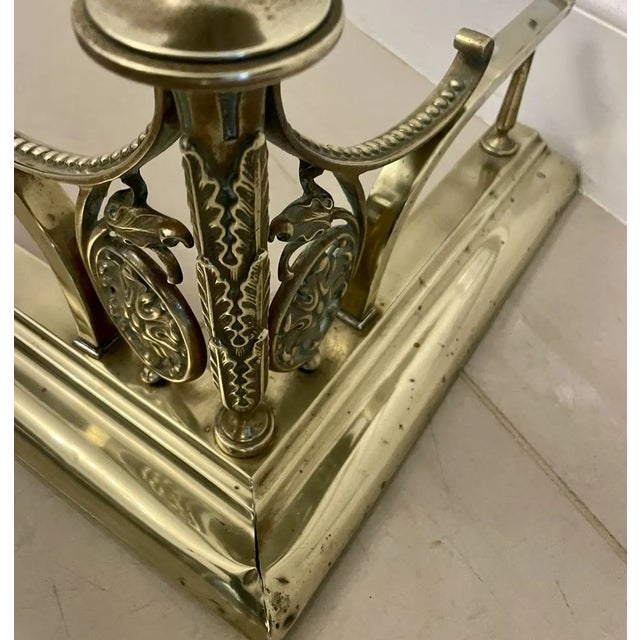 Mid 19th Century Antique Victorian Ornate Brass Fender, 1860s For Sale - Image 5 of 8