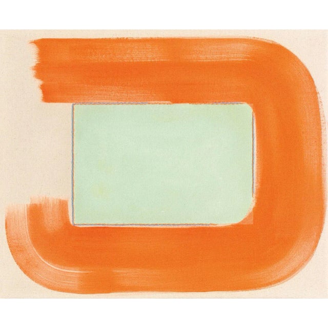 Colorful Abstract Modern Art Print, 'Celery/Orange', 24 X 30 Unframed Print For Sale