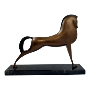 Stylized Mid-Century Modern Bronze Horse Sculpture - 20"l