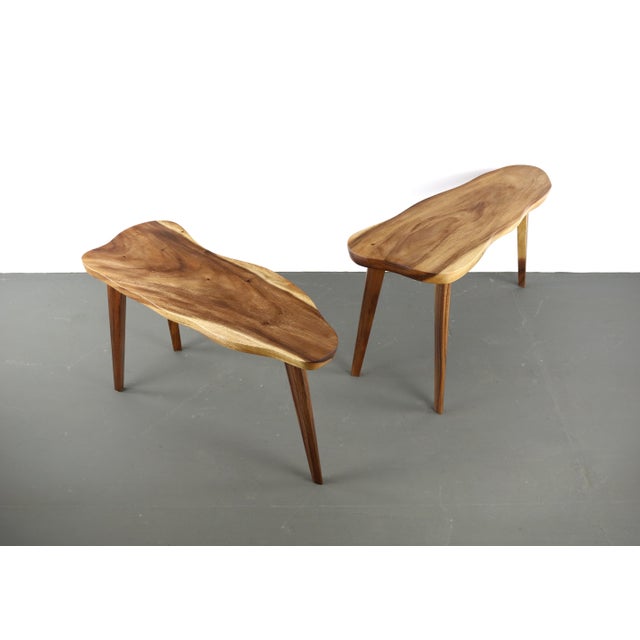 Mid Century Modern Monkey Pod Wood Slab Coffee End Tables - a Pair For Sale In Orlando - Image 6 of 6