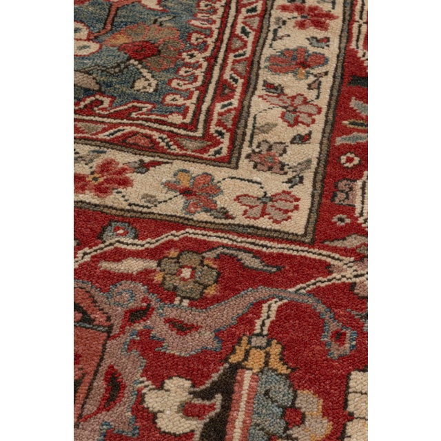Vintage Circa 1960 Blue Lightly Distressed Sultanabad Hand Woven Rug 9ft 1in X 11ft 6in For Sale - Image 9 of 18